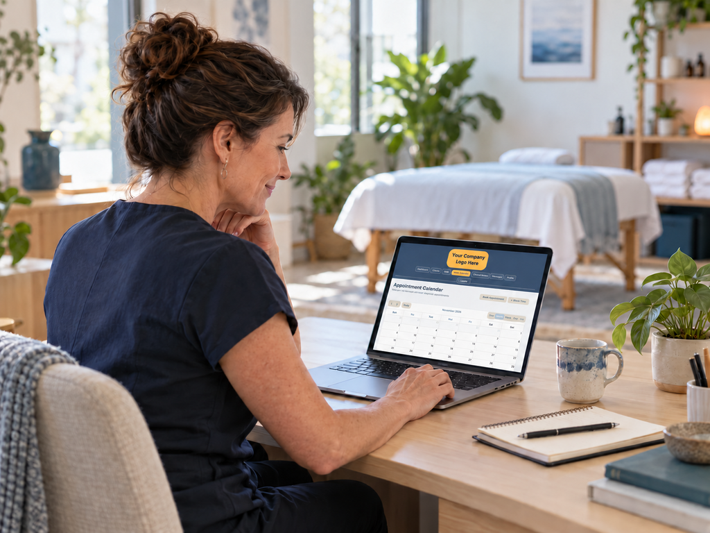 Person using Spacial Med OS on a computer